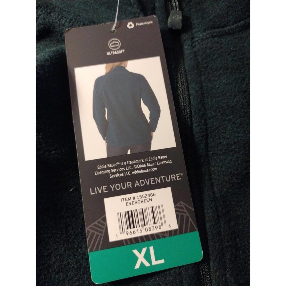 Eddie Bauer Ladies' Quarter Zip Pullover Fleece Ultrasoft 1/4 Zip Green XL - Picture 8 of 10